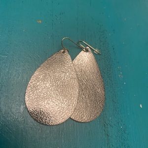 Metallic look leather earrings